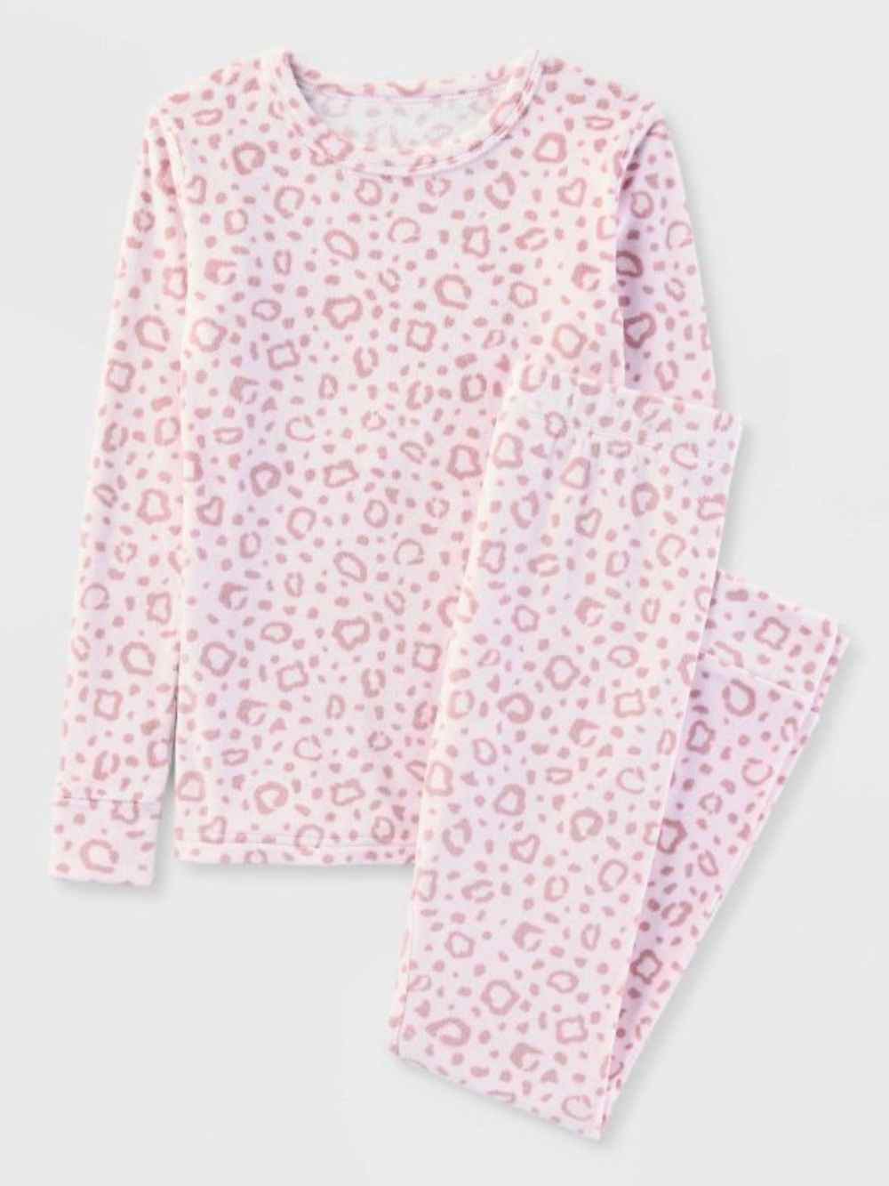 Cat & Jack Kids Pink Leopard-Print Fleece Pajama Set